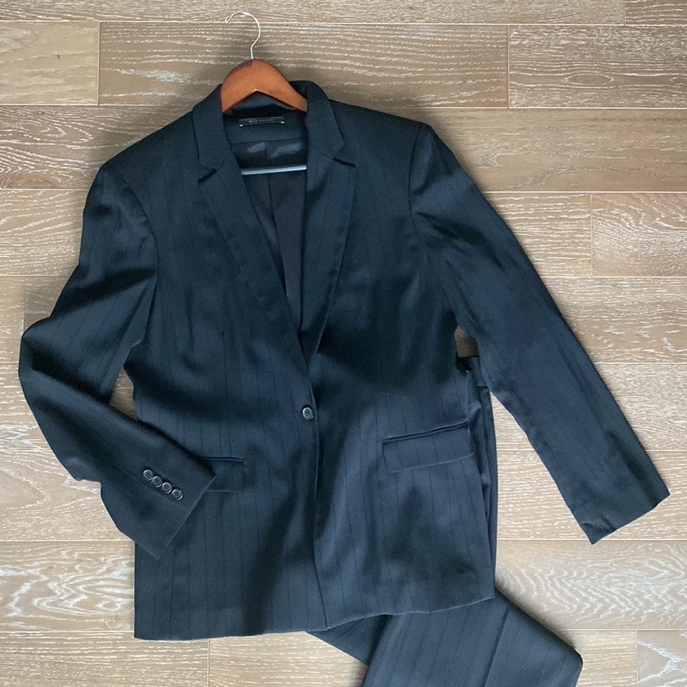 Elie Tahari Wool-Blend Pinstripe Pant Suit | 14